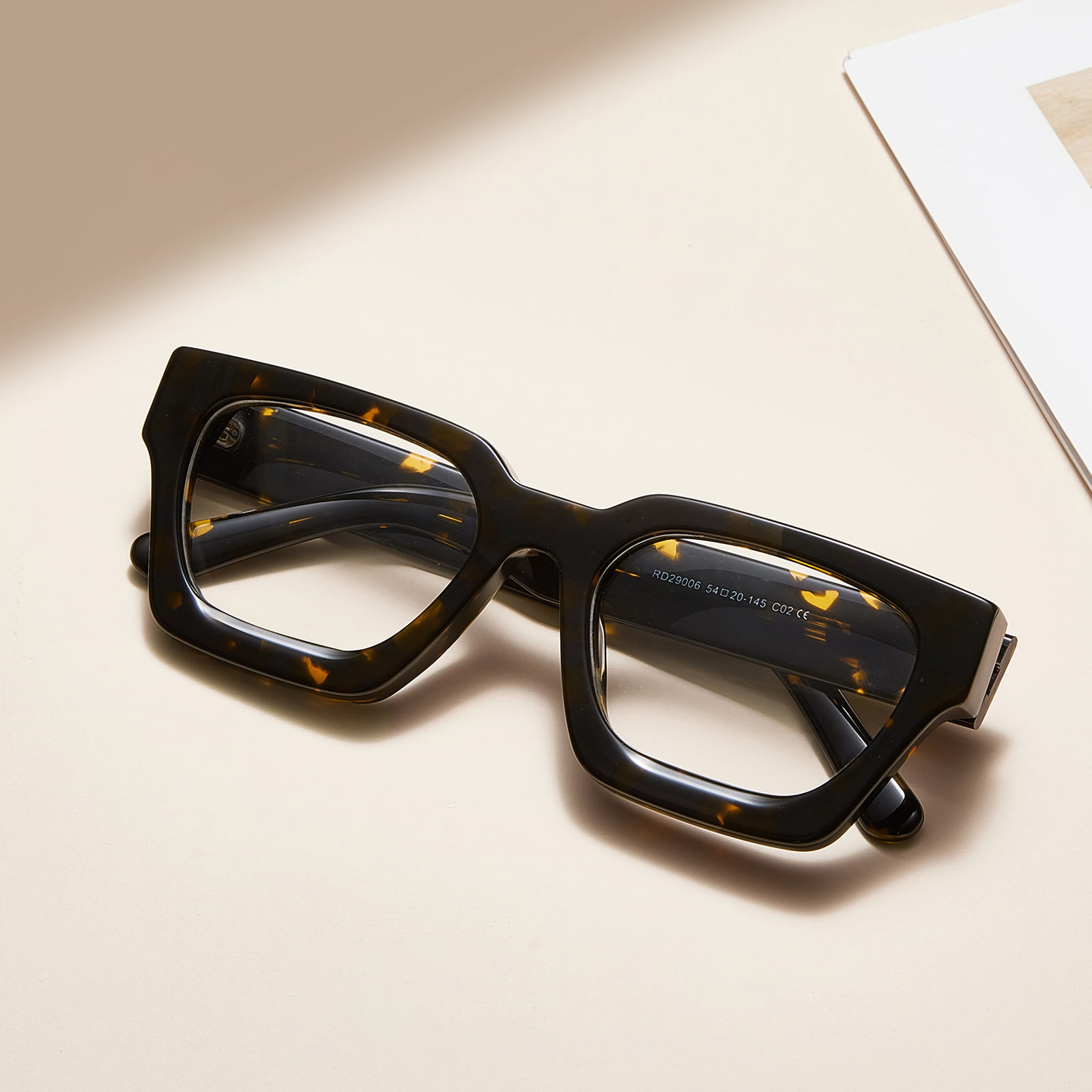 Vidros de acetato articulados com moldura quadrada áspera RD29006