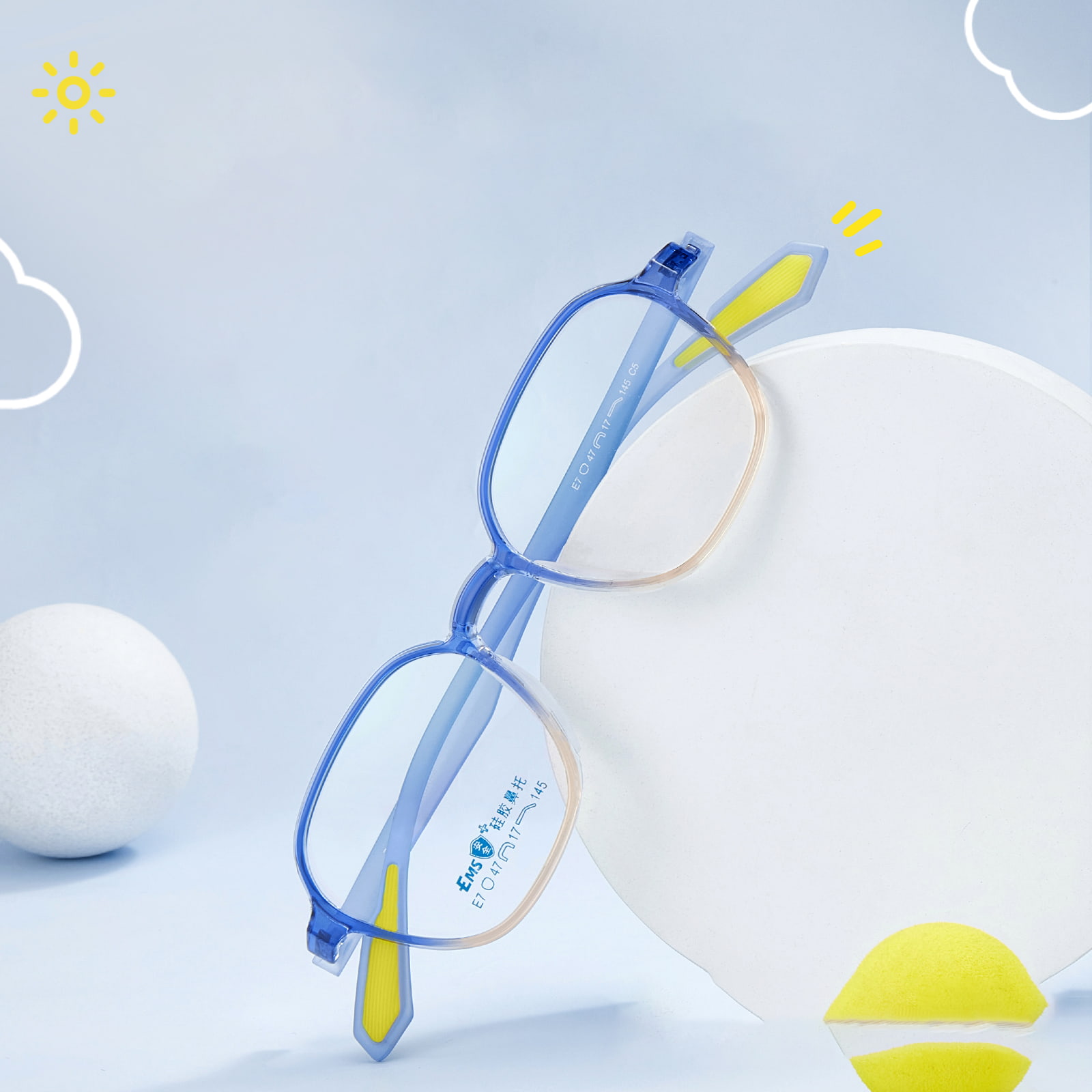 Óculos de proteção nasal de silicone macio com borda larga de cor gradiente E7