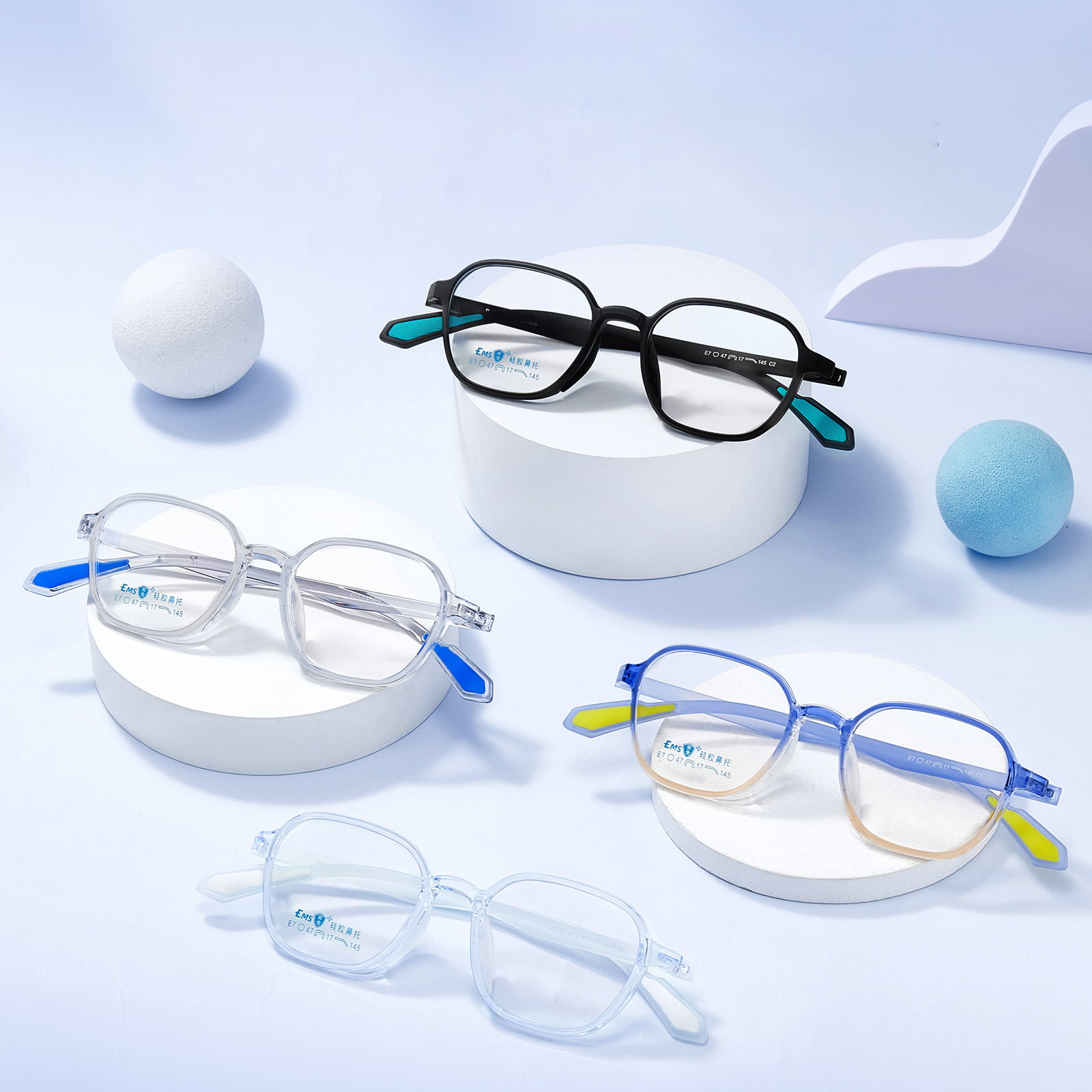 Óculos de proteção nasal de silicone macio com borda larga de cor gradiente E7