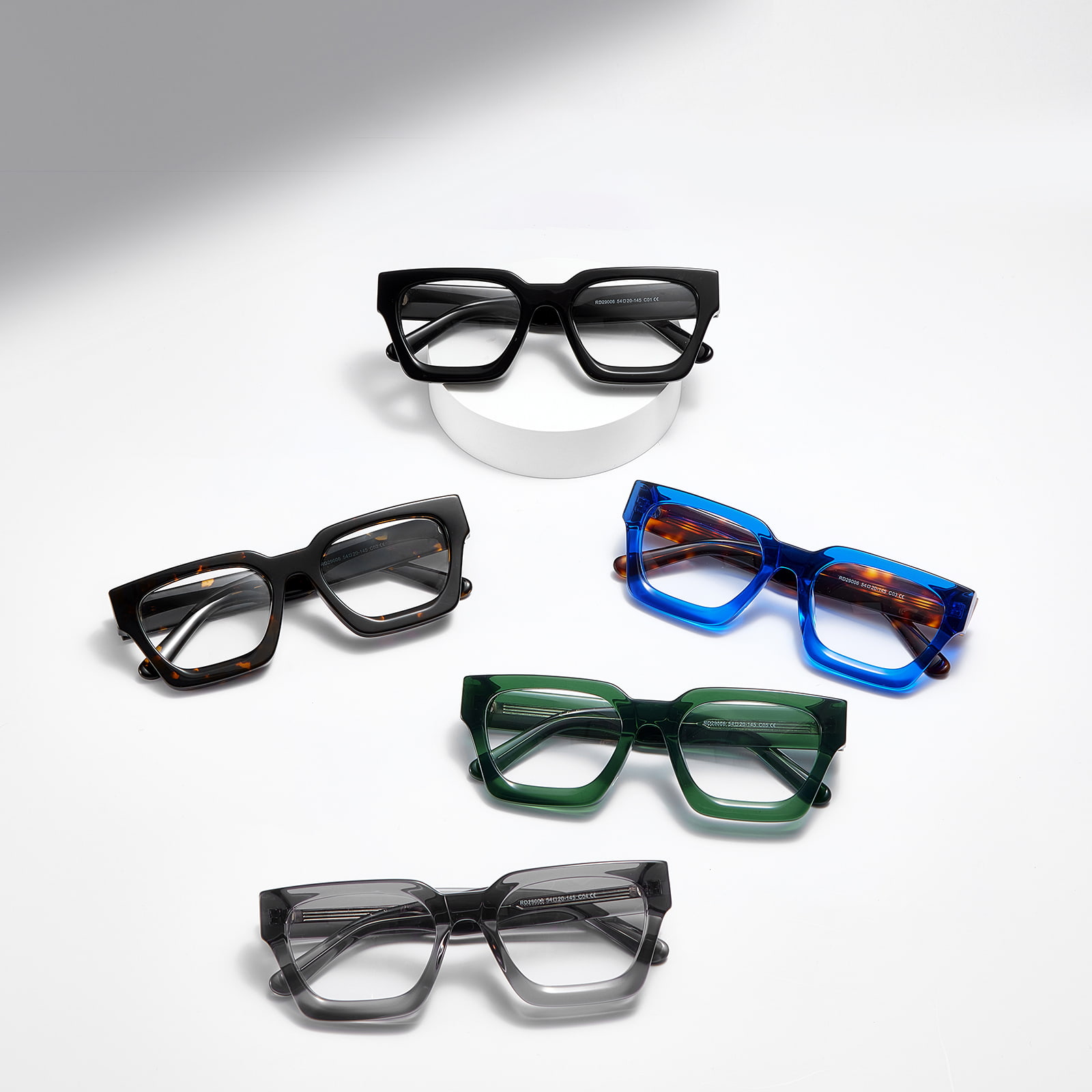 Vidros de acetato articulados com moldura quadrada áspera RD29006
